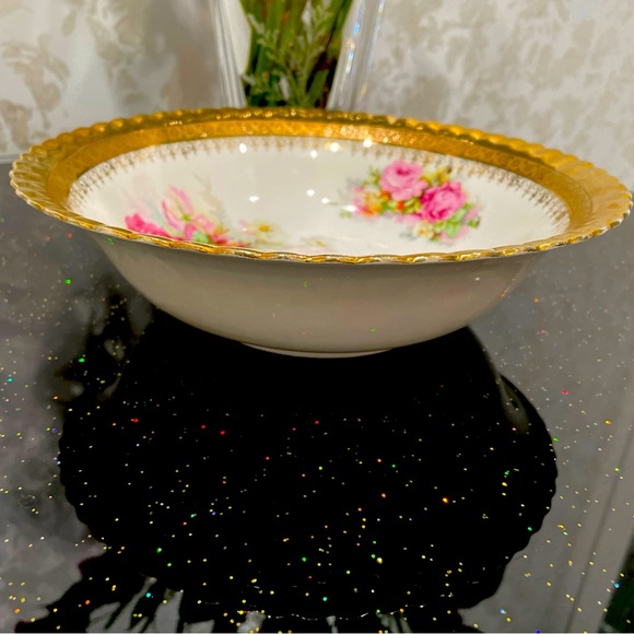 Antique Germany Big Bowl With Roses And Gold Accent 10” - Picture 2 of 9